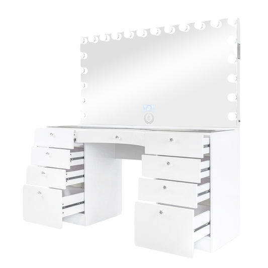 Royal-Station® XL + 22 LED Bulbs Mirror W/ Bluetooth and Charge port