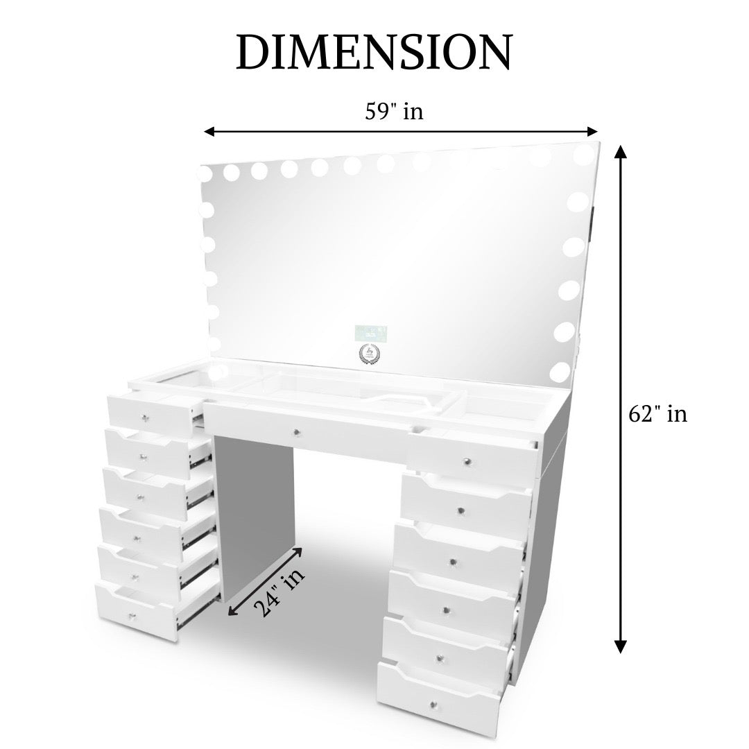 Glam-Station® XL + 22 LED Bulbs Mirror W/ Bluetooth and Charge port