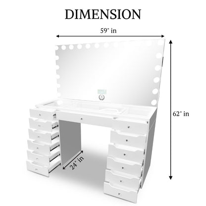 Glam-Station® XL + 22 LED Bulbs Mirror W/ Bluetooth and Charge port